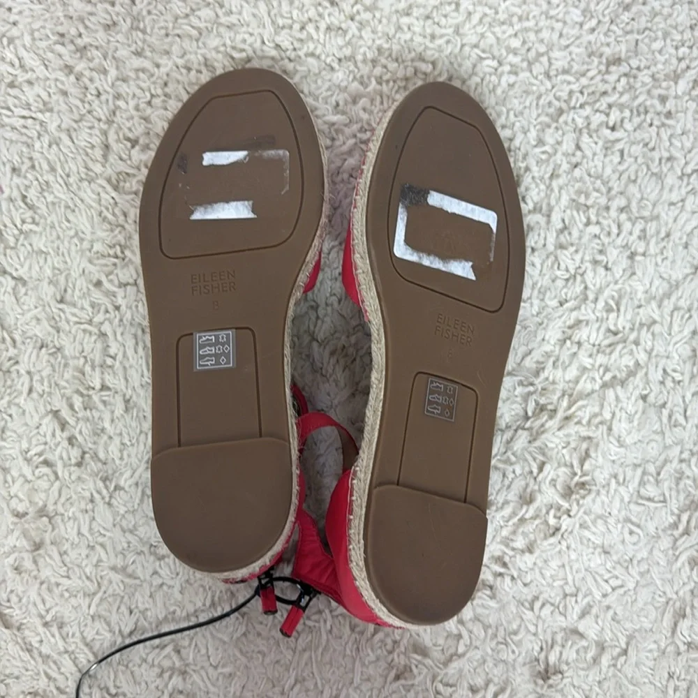 Eileen Fisher Lala Espadrilles  Size 8 Watermelon Red‎ Pink Leather